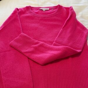 White + Warren Fuchsia Crew Neck Sweater